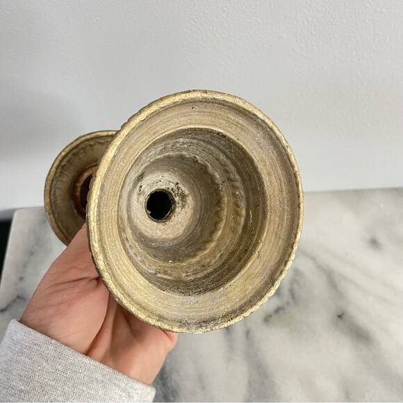 Vintage Brass Candlestick Candle Holder Bowl Lamp Incense Gold Solid MCM Design - Picture 6 of 9